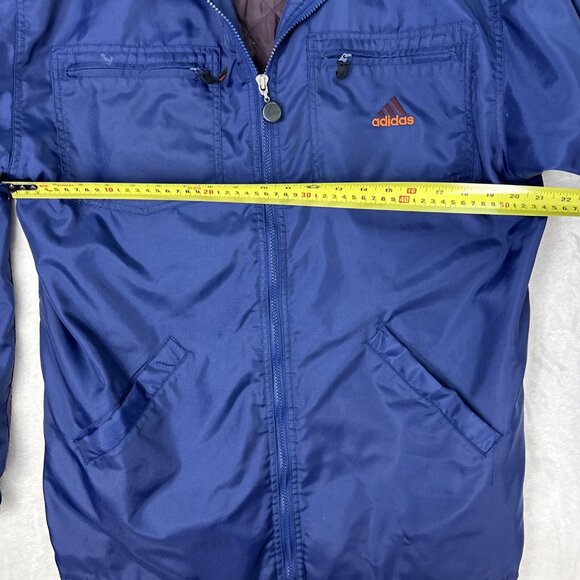 Vintage Adidas Men’s Coat Quilted Navy Blue Size Large 90s Embroidered Logo - Picture 9 of 12